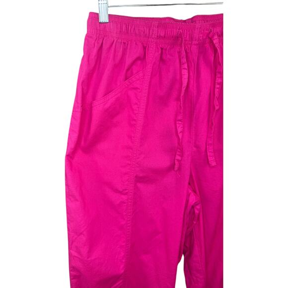 Woman Within 16W Pink Pants 100% Cotton Drawstring Elastic Waist Pockets - Picture 3 of 11